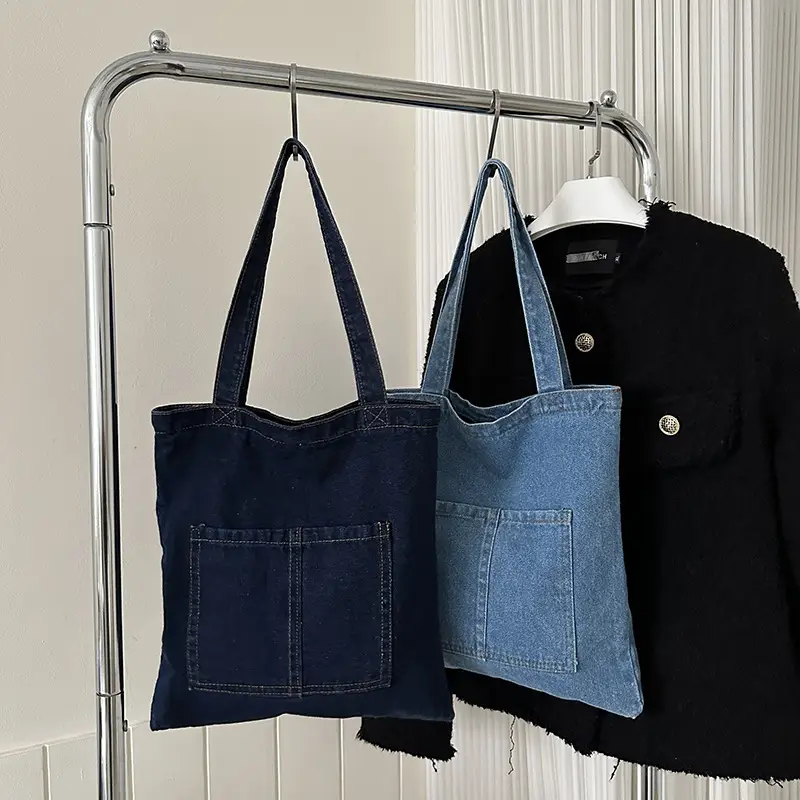 Denim Shoulder Bag Korean Style Women's Canvas Shopping Bag - Image 3
