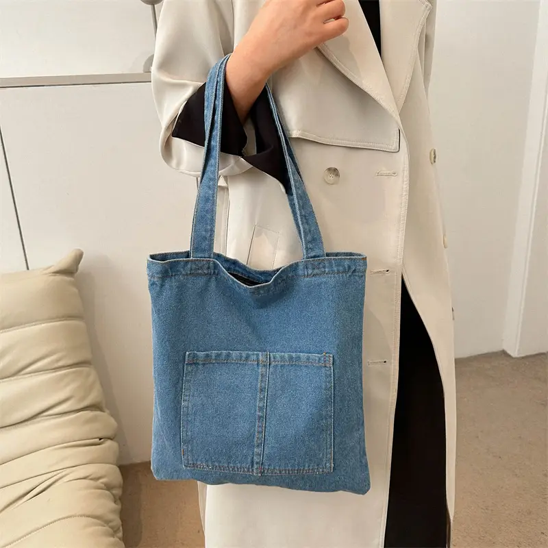 Denim Shoulder Bag Korean Style Women's Canvas Shopping Bag - Image 4