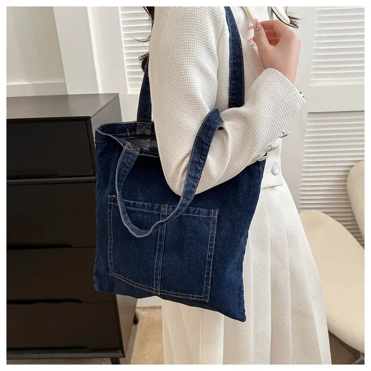 Denim Shoulder Bag Korean Style Women's Canvas Shopping Bag — feature 10
