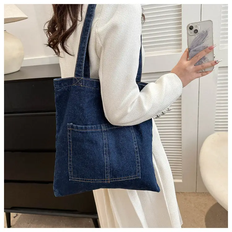 Denim Shoulder Bag Korean Style Women's Canvas Shopping Bag — feature 13