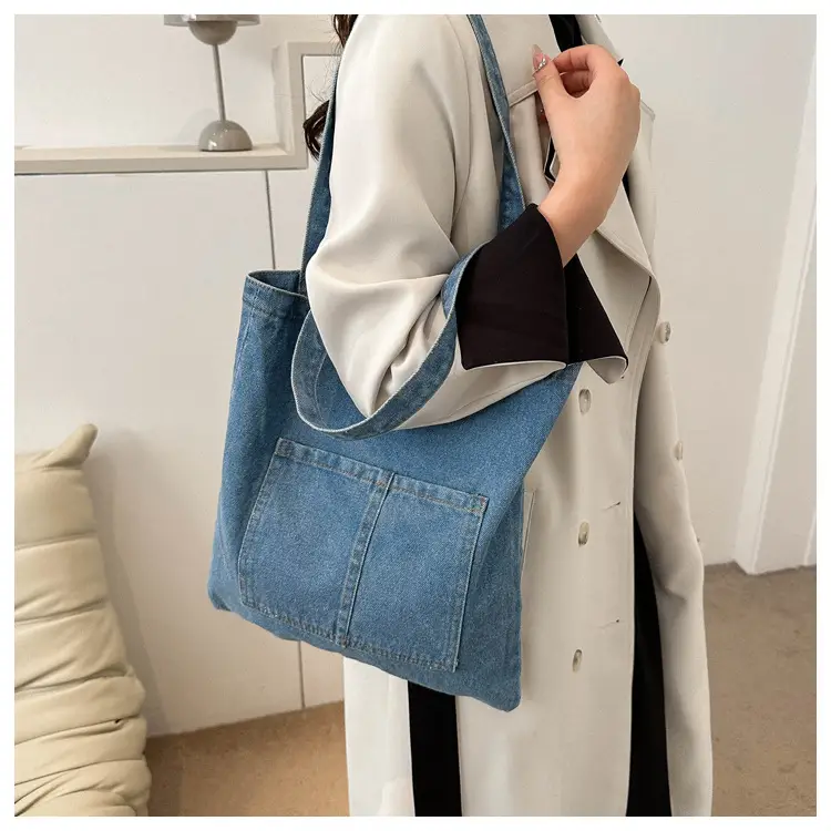 Denim Shoulder Bag Korean Style Women's Canvas Shopping Bag — feature 15