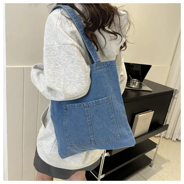 Denim Shoulder Bag Korean Style Women's Canvas Shopping Bag — feature 17
