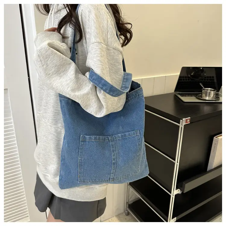 Denim Shoulder Bag Korean Style Women's Canvas Shopping Bag — feature 18