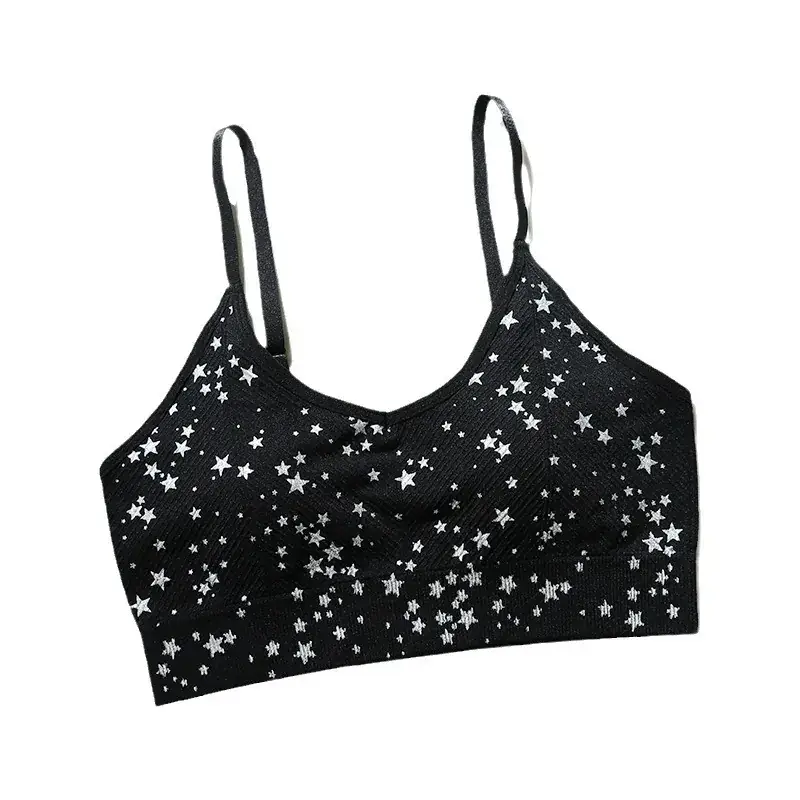 Red Printed Star Seamless Sports Bra for Women - Image 6