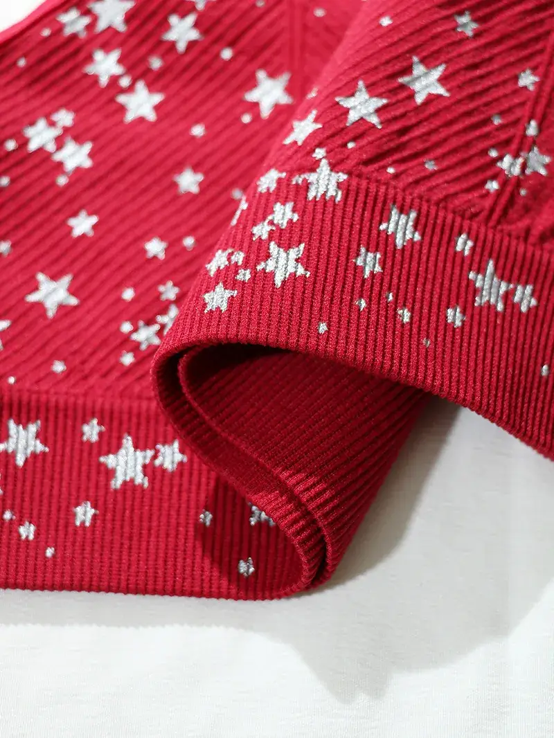 Red Printed Star Seamless Sports Bra for Women — feature 11