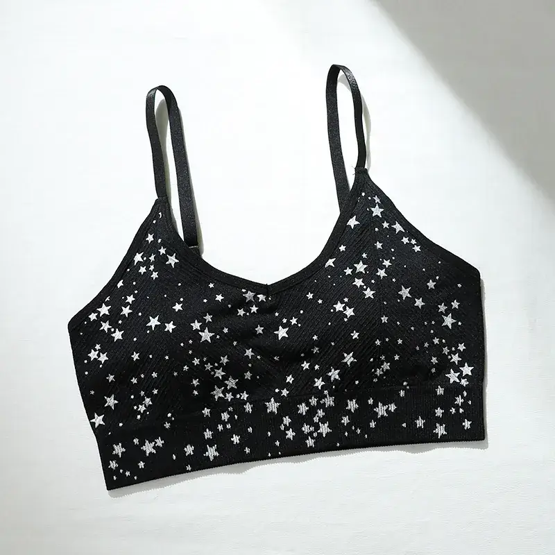 Red Printed Star Seamless Sports Bra for Women — feature 13