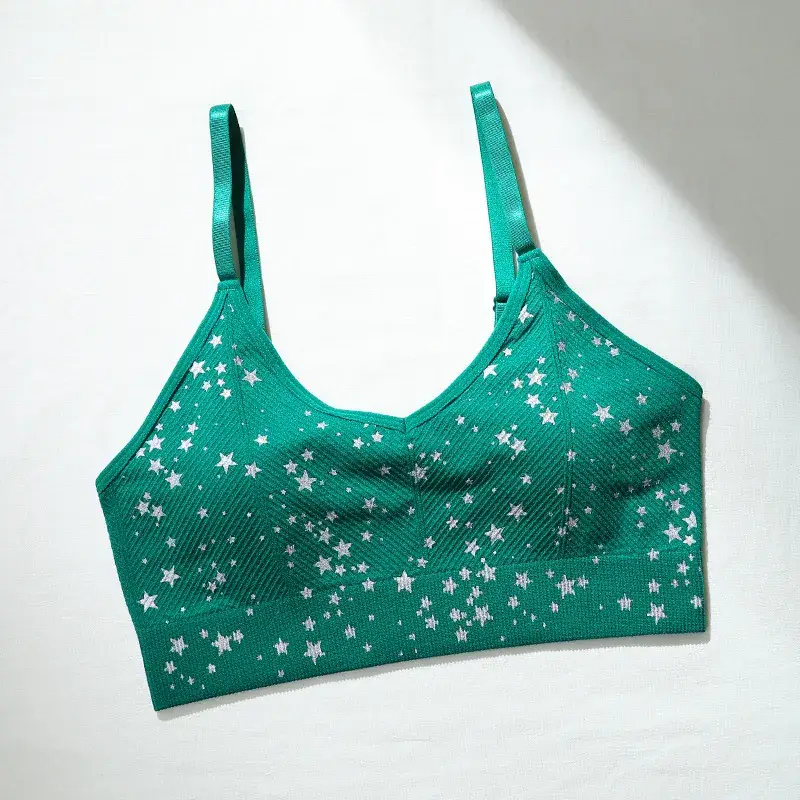 Red Printed Star Seamless Sports Bra for Women — feature 14
