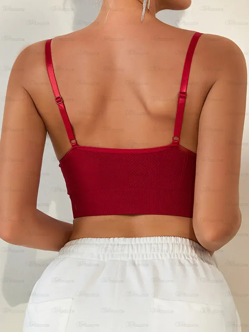 Red Printed Star Seamless Sports Bra for Women — feature 7