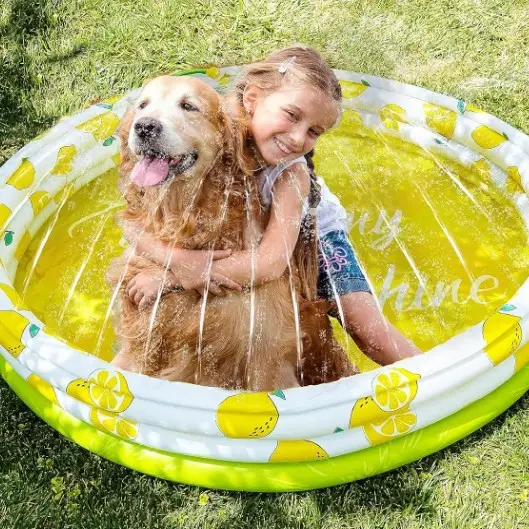 [In stock] cross-border hot selling manufacturer in stock four-ring inflatable lemon pool outdoor inflatable thickened swimming pool