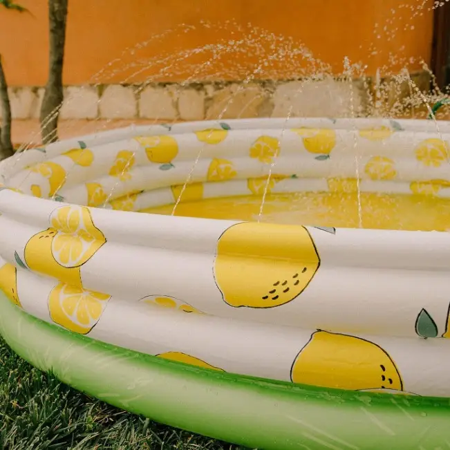 [In stock] cross-border hot selling manufacturer in stock four-ring inflatable lemon pool outdoor inflatable thickened swimming pool