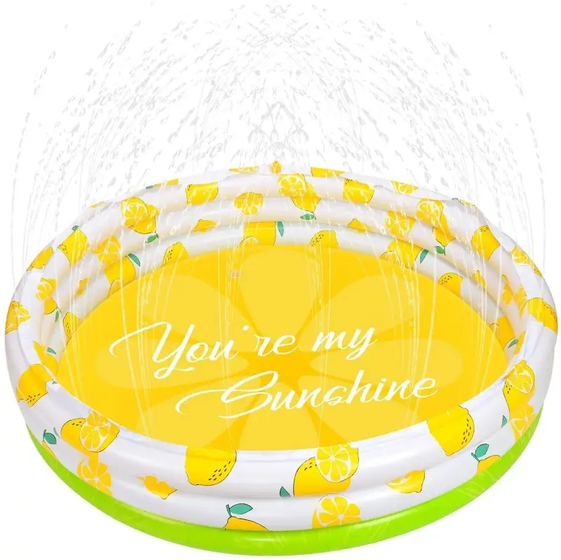 [In stock] cross-border hot selling manufacturer in stock four-ring inflatable lemon pool outdoor inflatable thickened swimming pool