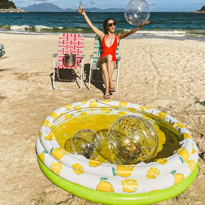 [In stock] cross-border hot selling manufacturer in stock four-ring inflatable lemon pool outdoor inflatable thickened swimming pool — feature 2