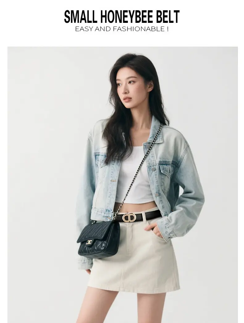 Fashion Belt with Plate Buckle for Girls Brown Black — feature 3