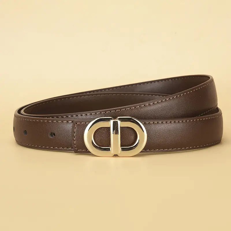 Fashion Belt with Plate Buckle for Girls Brown Black - Image 2