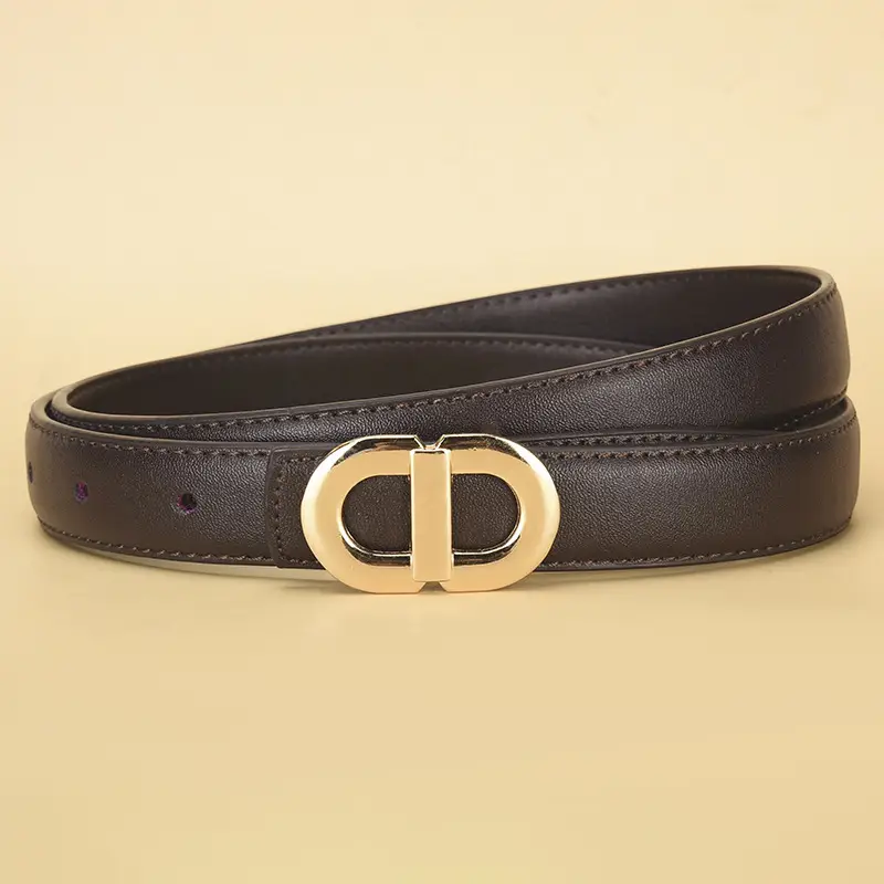 Fashion Belt with Plate Buckle for Girls Brown Black - Image 3