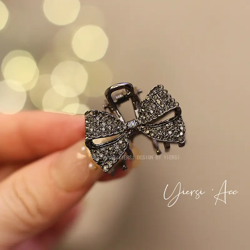 Rhinestone Bow Clip Bangs for Girls Retro Princess Style - Image 6