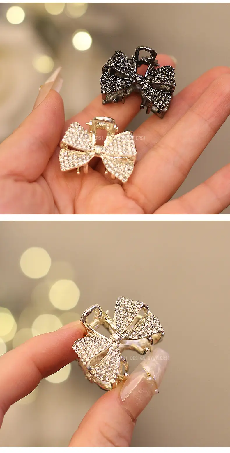 Rhinestone Bow Clip Bangs for Girls Retro Princess Style — feature 22