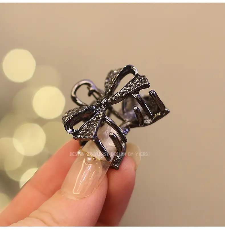 Rhinestone Bow Clip Bangs for Girls Retro Princess Style — feature 23