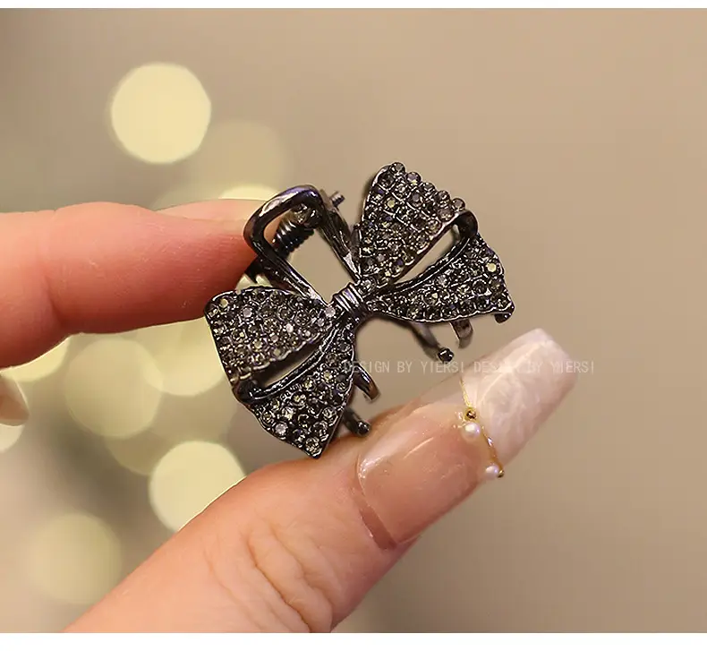 Rhinestone Bow Clip Bangs for Girls Retro Princess Style — feature 24