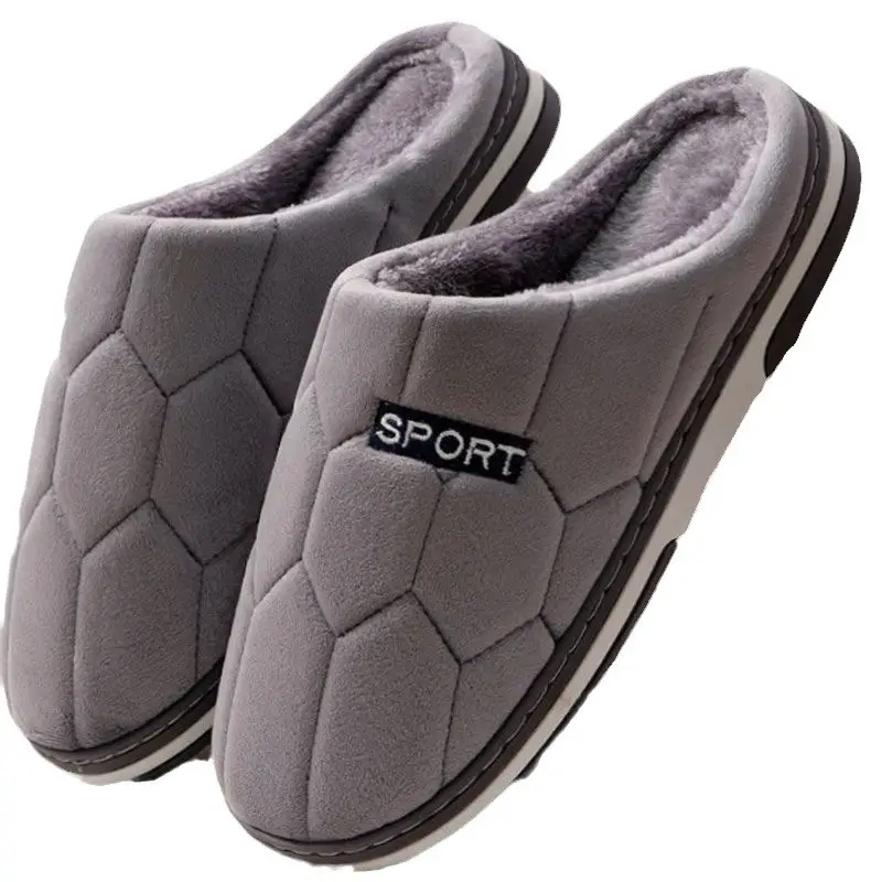 Autumn and Winter Home cotton slippers men's home indoor thermal non-slip soft bottom couple slippers men's winter extra large size