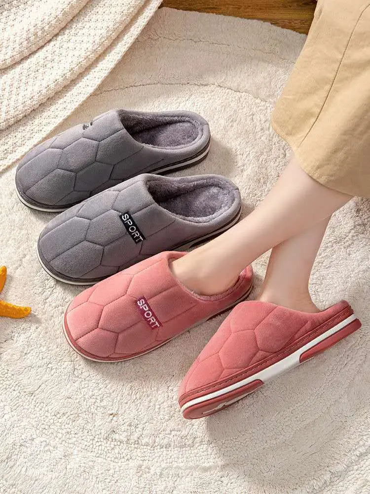 Autumn and Winter Home cotton slippers men's home indoor thermal non-slip soft bottom couple slippers men's winter extra large size — feature 10