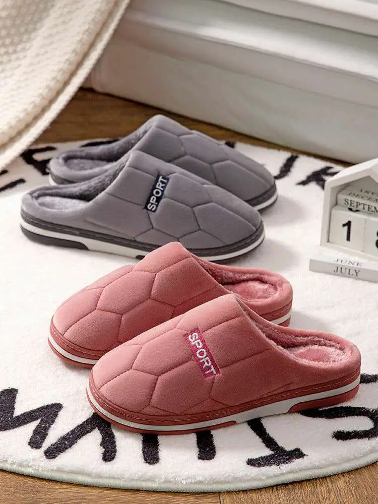 Autumn and Winter Home cotton slippers men's home indoor thermal non-slip soft bottom couple slippers men's winter extra large size — feature 4