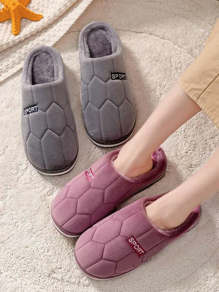 Autumn and Winter Home cotton slippers men's home indoor thermal non-slip soft bottom couple slippers men's winter extra large size — feature 8