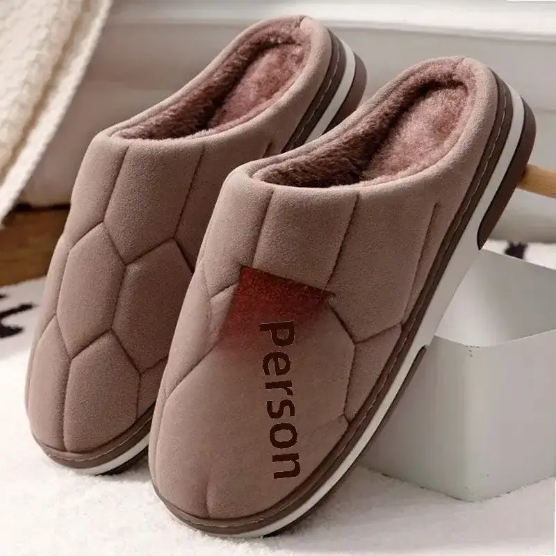 Autumn and Winter Home cotton slippers men's home indoor thermal non-slip soft bottom couple slippers men's winter extra large size