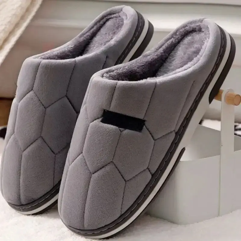Autumn and Winter Home cotton slippers men's home indoor thermal non-slip soft bottom couple slippers men's winter extra large size