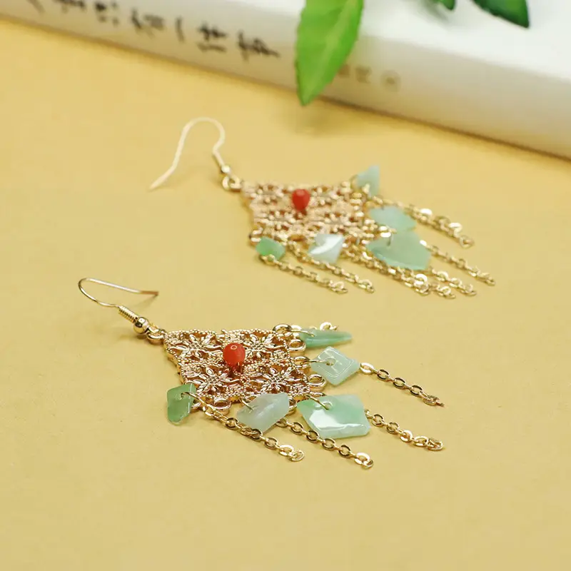 Aiyu Jade Fruit Green Irregular Earrings for Women