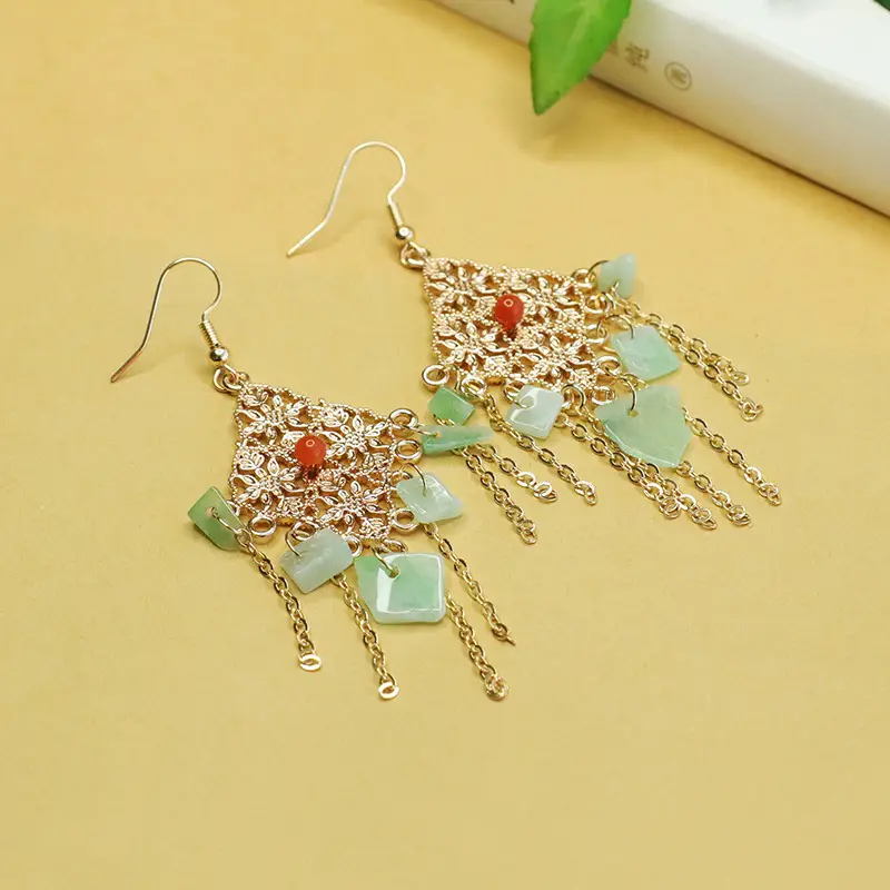 Aiyu Jade Fruit Green Irregular Earrings for Women