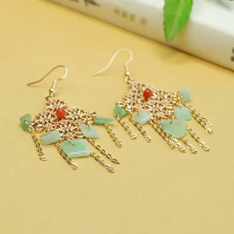 Aiyu Jade Fruit Green Irregular Earrings for Women