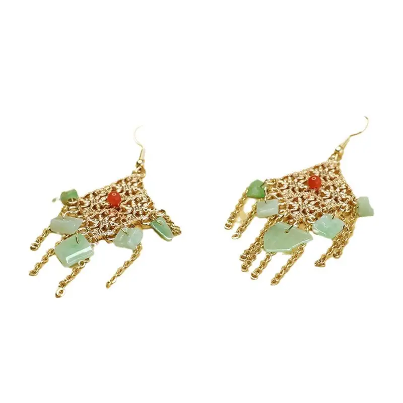 Aiyu Jade Fruit Green Irregular Earrings for Women