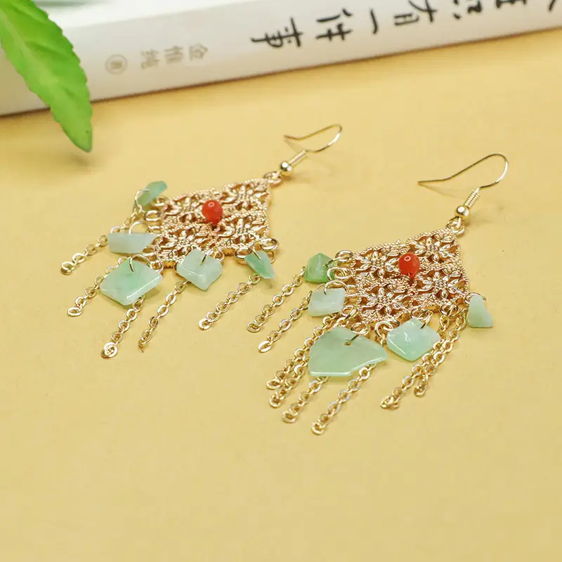Aiyu Jade Fruit Green Irregular Earrings for Women — feature 10