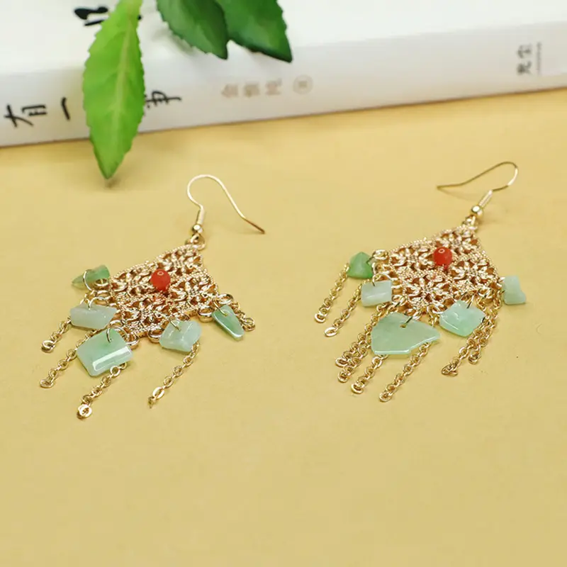 Aiyu Jade Fruit Green Irregular Earrings for Women — feature 3