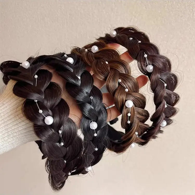 Korean Style Fishbone Hair Band with Pearl & Twist