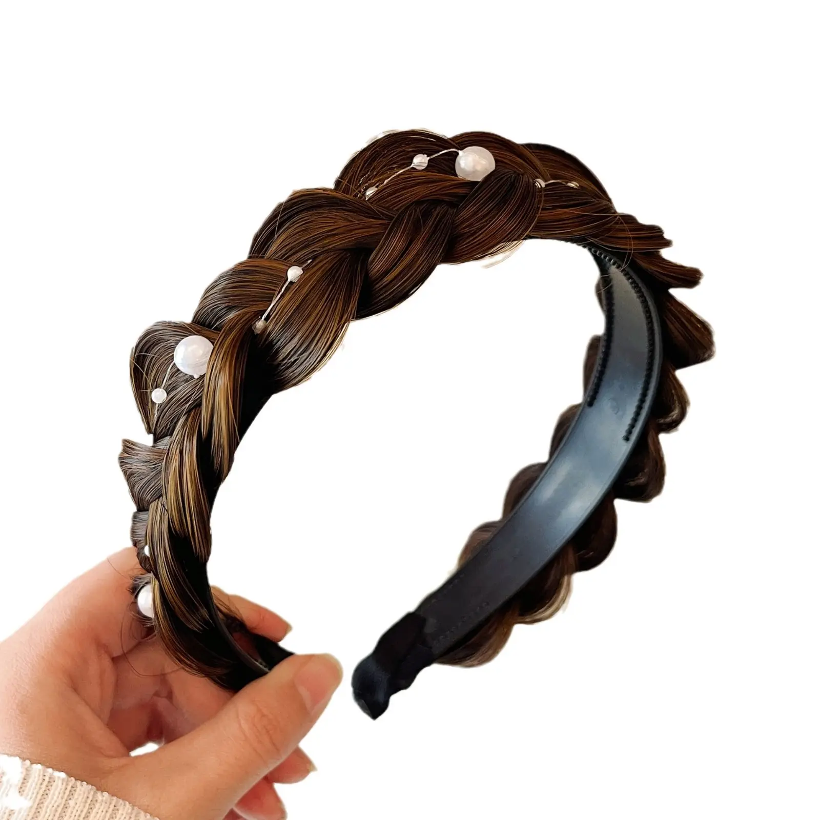 Korean Style Fishbone Hair Band with Pearl & Twist