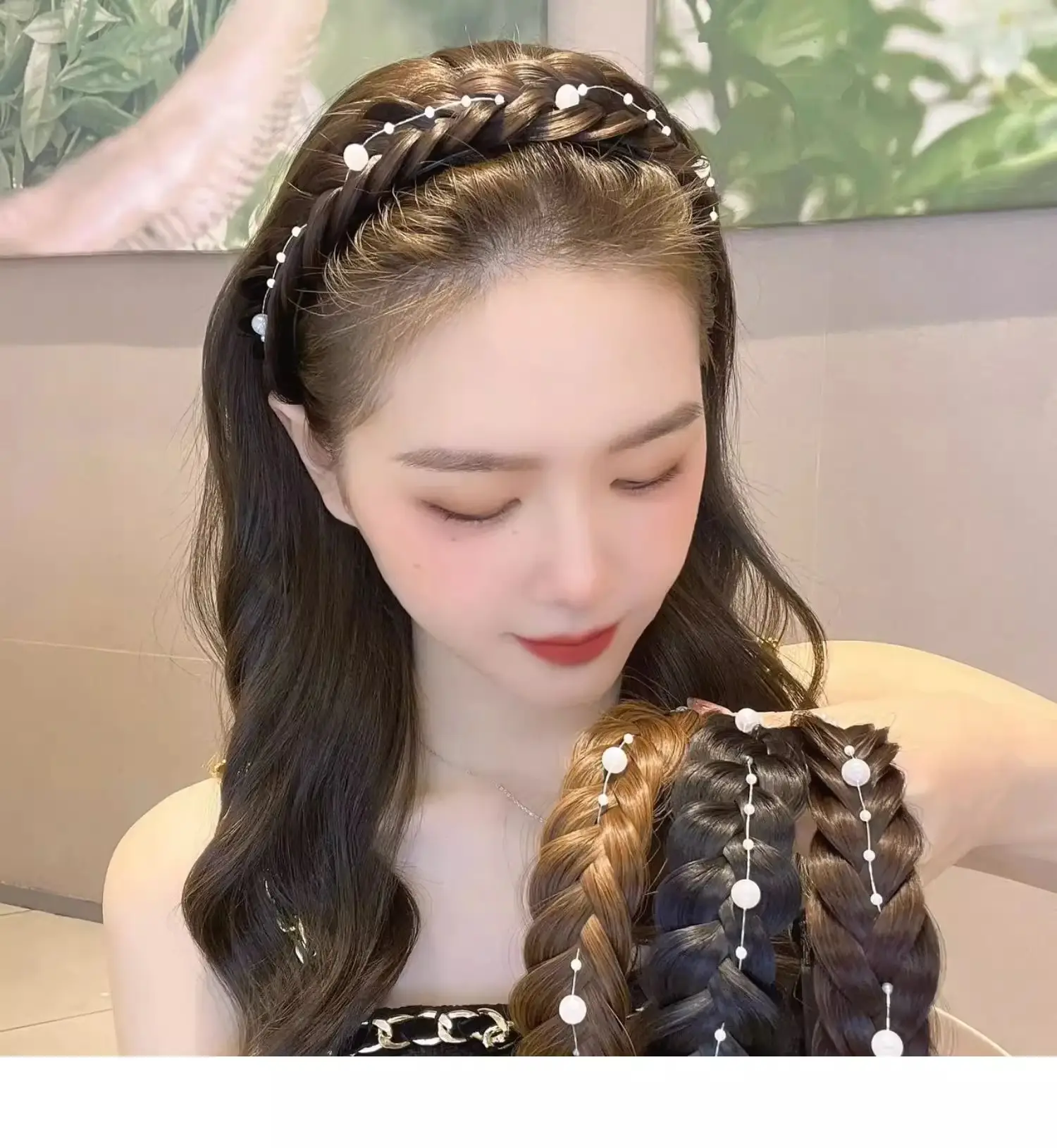 Korean Style Fishbone Hair Band with Pearl & Twist — feature 7