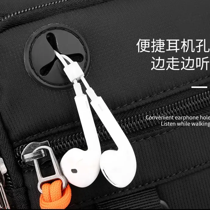 Men's Black Waterproof Shoulder Bag with Crossbody Strap - Image 6