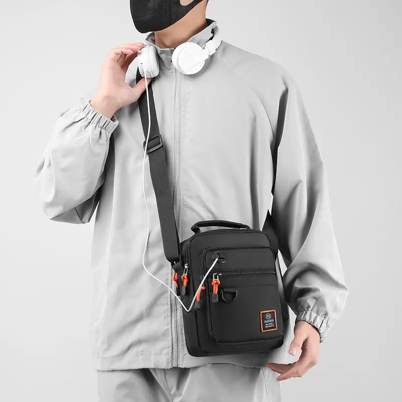 Men's Black Waterproof Shoulder Bag with Crossbody Strap - Image 8