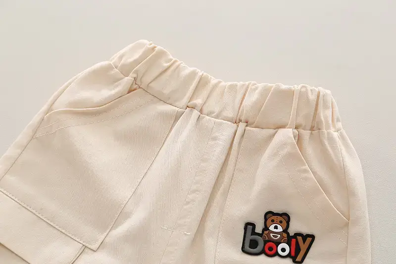Boys Green Striped Summer Suit Short Sleeve Two Piece — feature 10