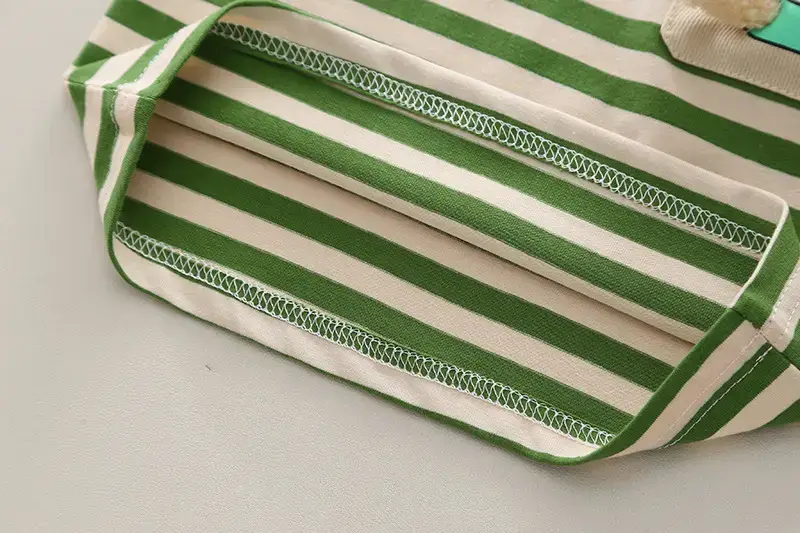 Boys Green Striped Summer Suit Short Sleeve Two Piece — feature 9