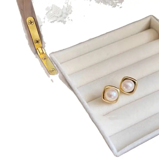 Classic Square Pearl Earrings for Women - Image 5