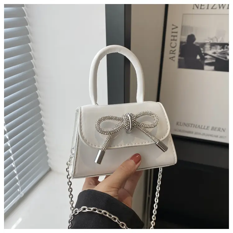 Black Bow Crossbody Bag with Diamond Chain — feature 14