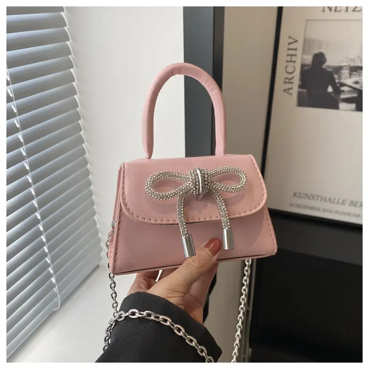 Black Bow Crossbody Bag with Diamond Chain — feature 16
