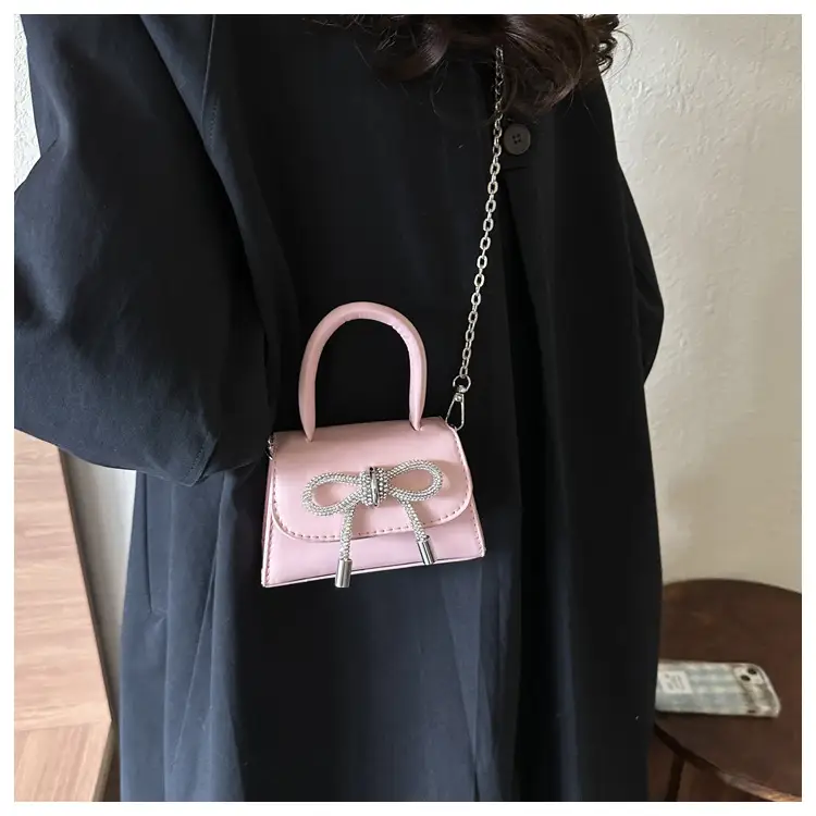 Black Bow Crossbody Bag with Diamond Chain — feature 26