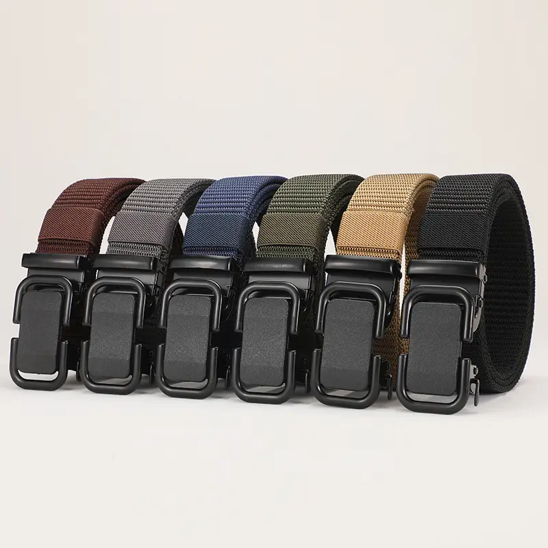 Men's Brown Canvas Belt with Korean Style Buckle — feature 5