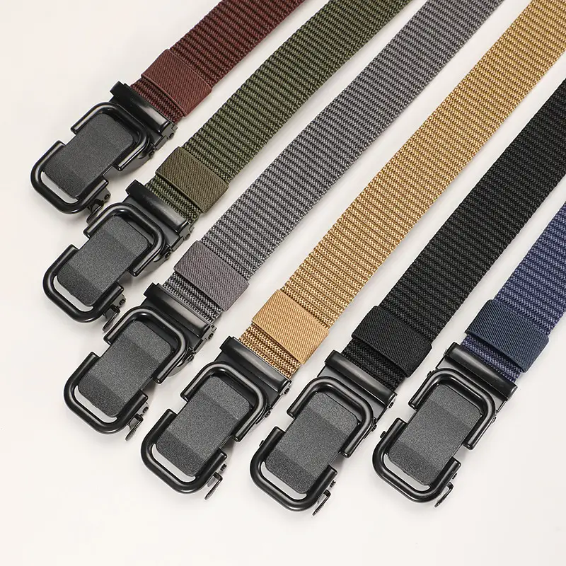 Men's Brown Canvas Belt with Korean Style Buckle — feature 6