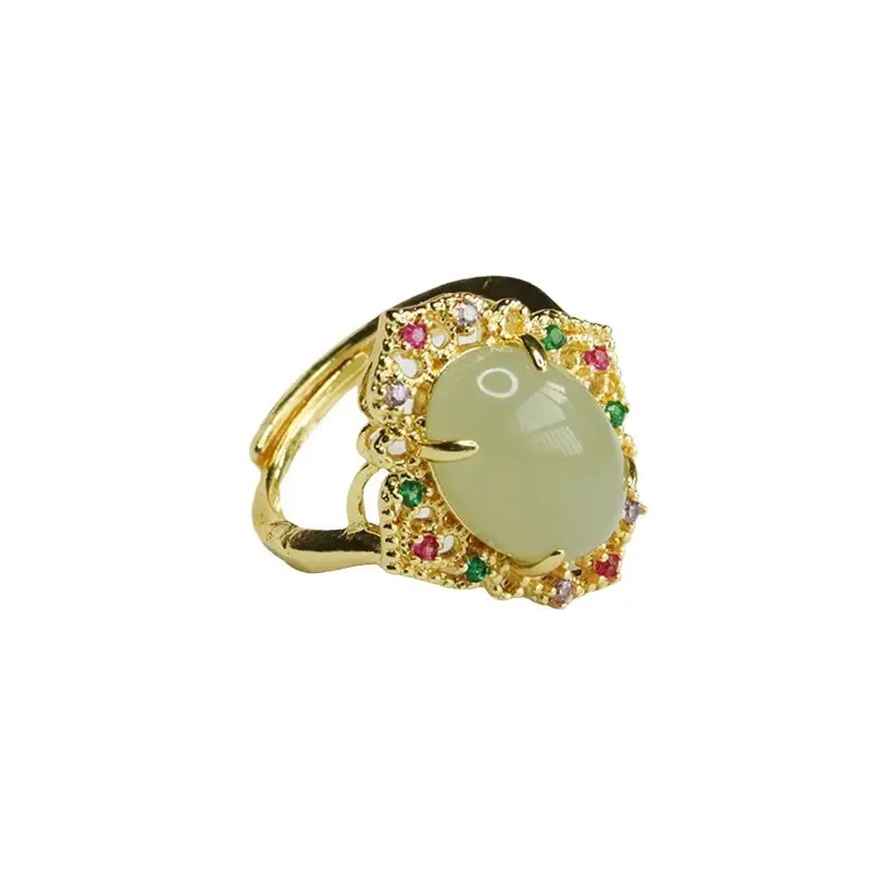 Aiyu Natural Hetian Jade Ring Clear Water Jade