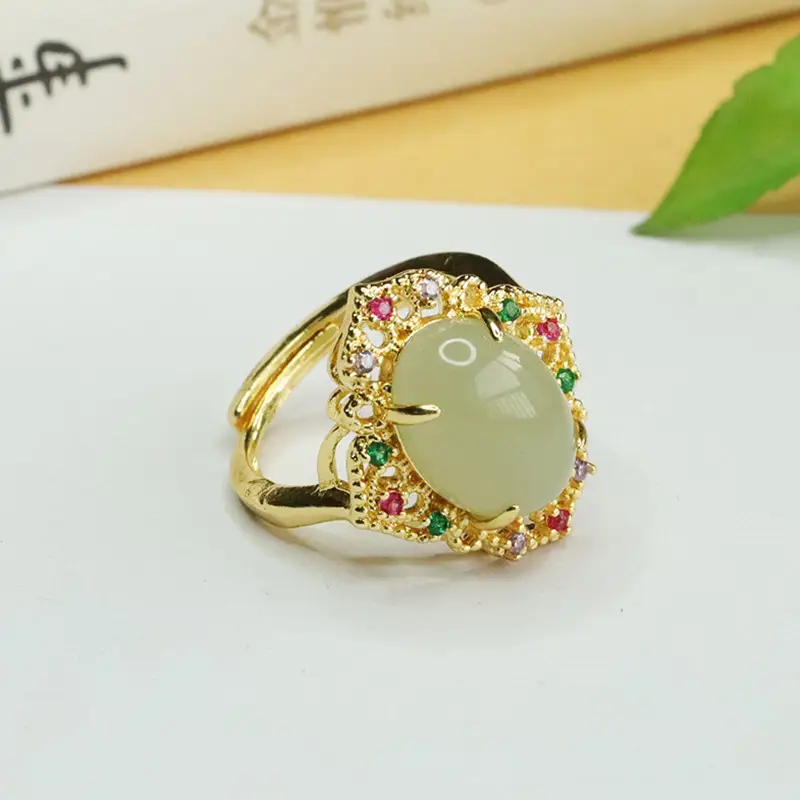 Aiyu Natural Hetian Jade Ring Clear Water Jade — feature 3
